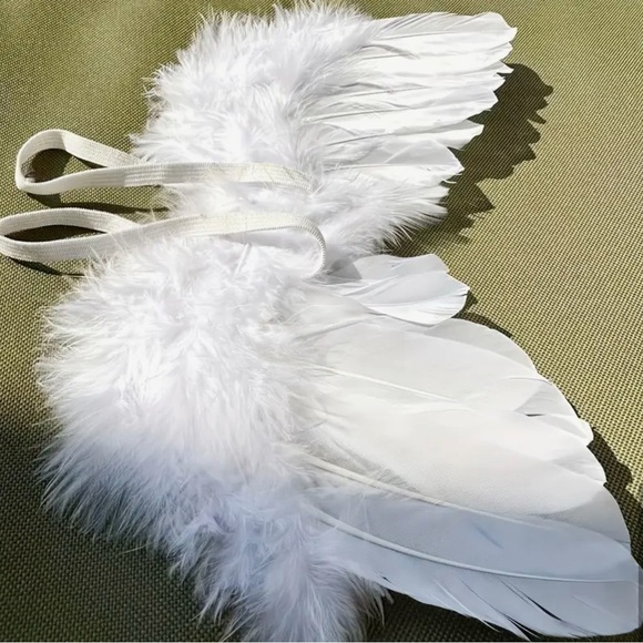 🩷 FREE WITH ANY PURCHASE White Angel Wings Silver Headband Baby Infant Photo - Picture 7 of 11